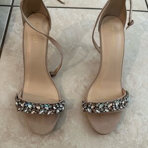 Nine West Tan Embellished Heels